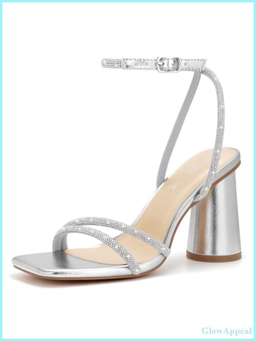 Women's Faux Leather Block Heel Square Toe Ankle Strap Sandals